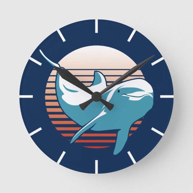 Vintage Dolphin Round Clock (Front)