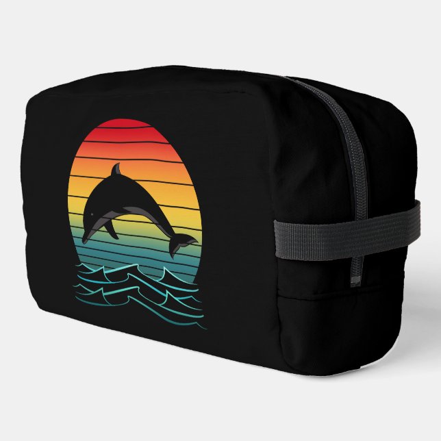 Vintage Dolphin Sunset Ocean Dopp Kit (Left Corner)