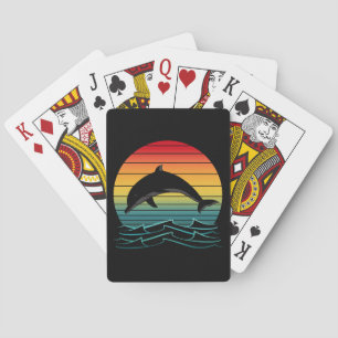 Vintage Dolphin Sunset Ocean Playing Cards