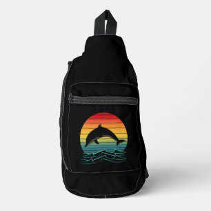 Vintage Dolphin Sunset Ocean Sling Bag
