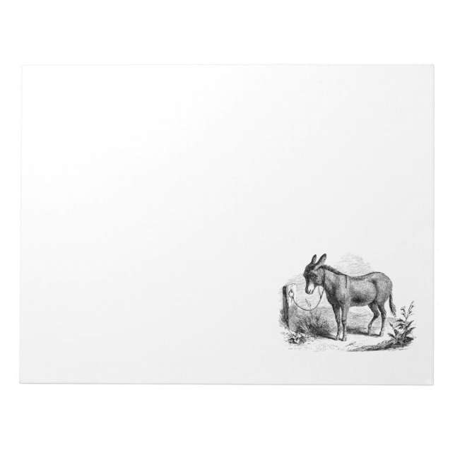 Vintage Domestic Donkey Personalised Retro Donkeys Notepad (Front)