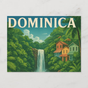Vintage Dominica Caribbean Travel Poster Postcard