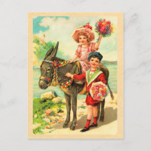 Vintage Donkey Birthday Postcard