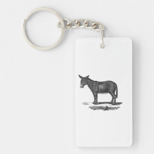 Vintage Donkey Illustration - 1800's Donkeys Key Ring