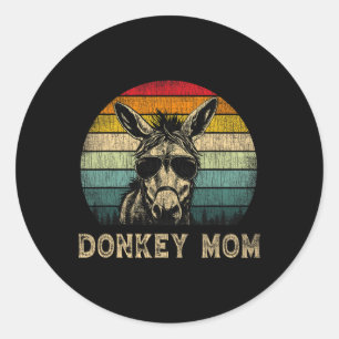 Vintage Donkey Mum Donkey Lovers Mummy Mother's Da Classic Round Sticker