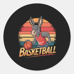 Vintage Donkey Playing Sketll Donkey Lovers Sketll Classic Round Sticker