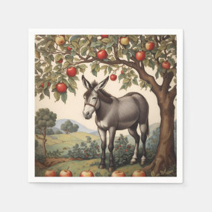 Vintage Donkey Under An Apple Tree Napkin