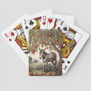 Vintage Donkey Under An Apple Tree Playing Cards