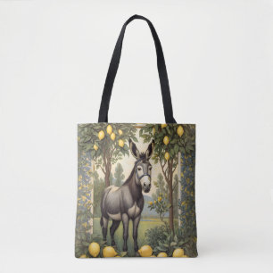 Vintage Donkey Under the Lemon Trees Tote Bag
