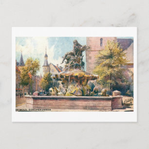 Vintage Donop Fountain, Detmold, Germany Postcard