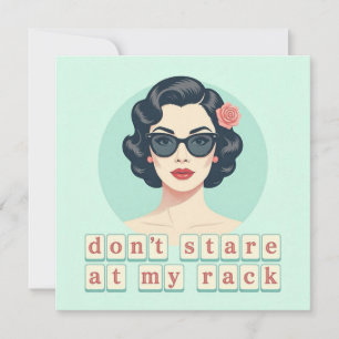 Vintage Don't Stare At My Rack Funny Mahjong Invitation