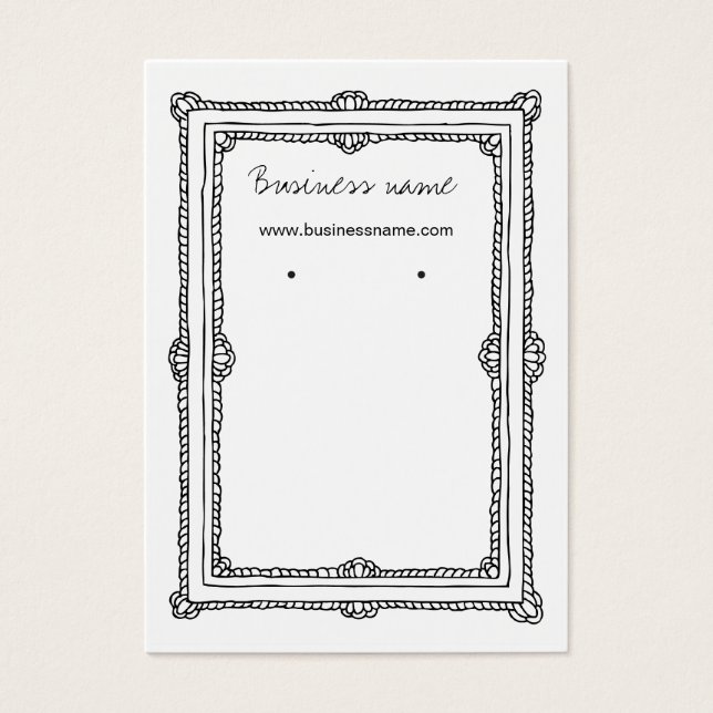 Vintage Doodle Dark Frame Background Earring Cards (Front)