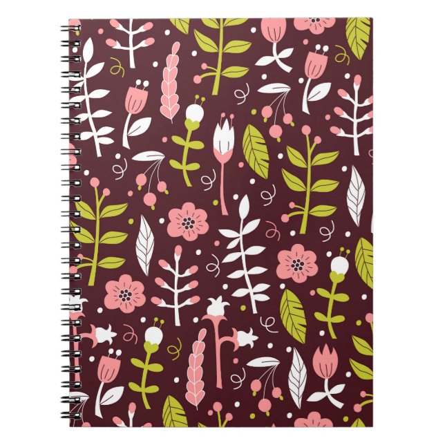 Vintage Doodle Floral Seamless Pattern Notebook (Front)