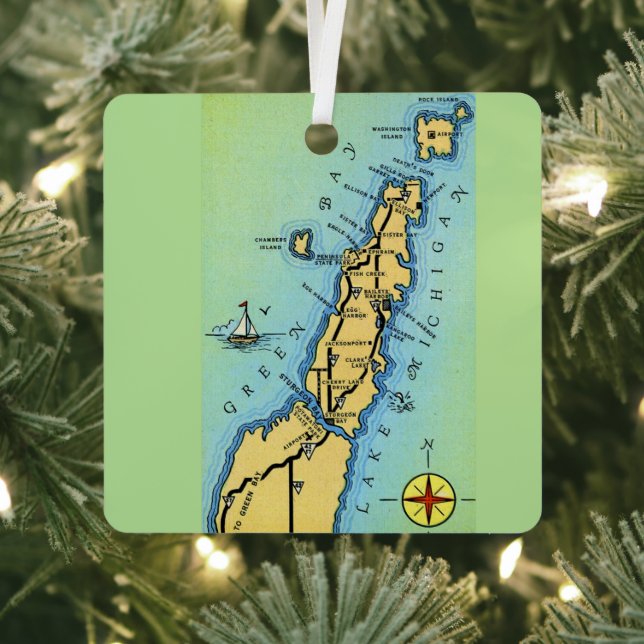 Vintage Door County Wisconsin Metal Tree Decoration (Insitu)