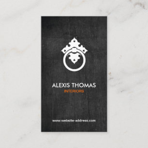 Vintage Door Knocker Logo Black Wood Vertical Business Card