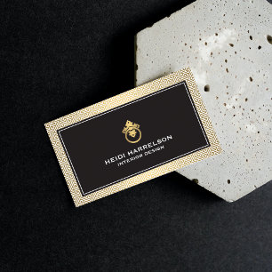 Vintage Door Knocker Logo Gold/Black Border Business Card