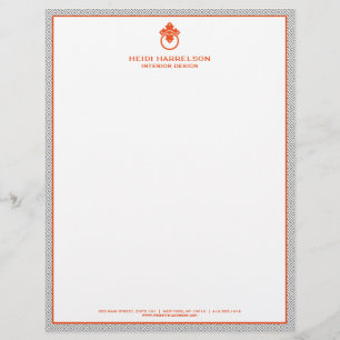 Vintage Door Knocker Logo Grey/Orange Border Custom Letterhead