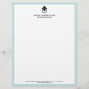 Vintage Door Knocker Logo Mint/Black Border Custom Letterhead