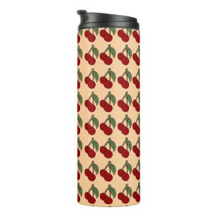 Vintage Double Cherry Pattern Thermal Tumbler - Be