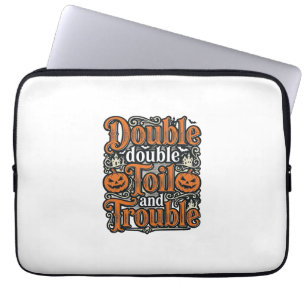 Vintage Double Toil Trouble Halloween Shirt Design Laptop Sleeve