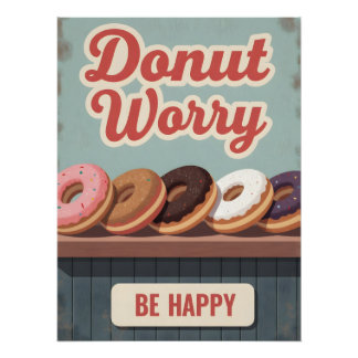 Vintage Doughnut Poster – Retro Dessert Wall Art