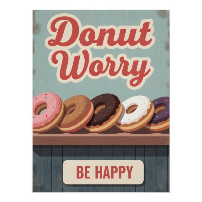 Vintage Doughnut Poster – Retro Dessert Wall Art (Front)
