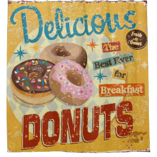 Vintage Doughnuts metal sign. vintage, sign, dough Shower Curtain