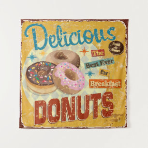 Vintage Doughnuts metal sign. vintage, sign, dough Tapestry