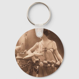 Vintage Dove Lady Key Ring