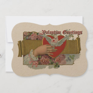 Vintage Dove On Hand With Flowers Valentine Holiday Card