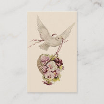 Vintage Dove with Basket of Flowers