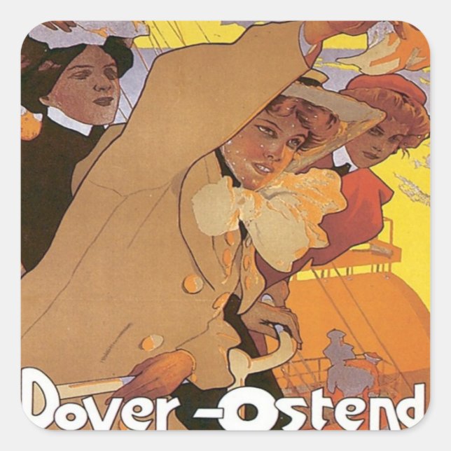 Vintage Dover Ostend Line Square Sticker (Front)