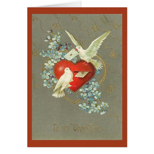 Vintage Doves and Heart Valentines Day Card