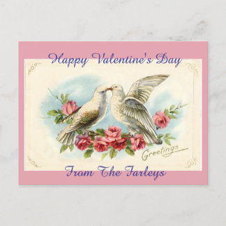 Vintage Doves Valentine's Day Holiday Postcard