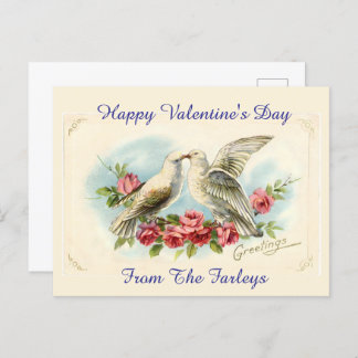 Vintage Doves Valentine's Day Holiday Postcard