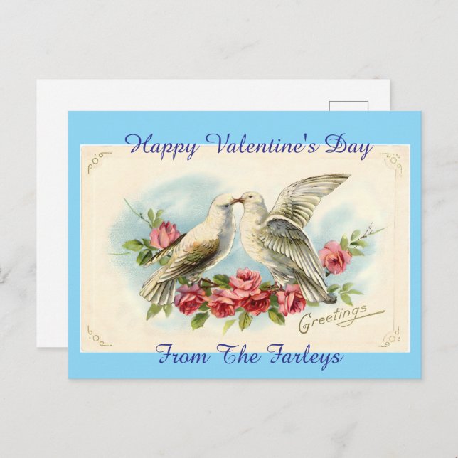 Vintage Doves Valentine's Day Holiday Postcard (Front/Back)