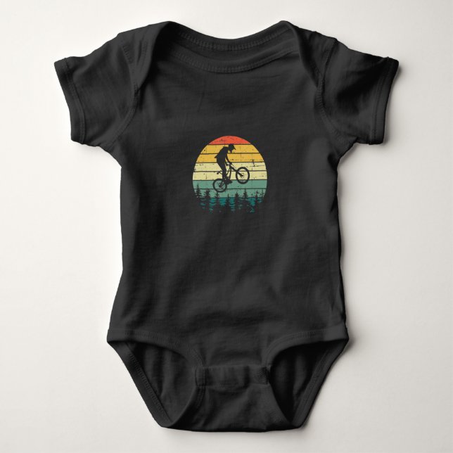 Vintage Downhill MTB Mountain Bike Baby Bodysuit (Front)