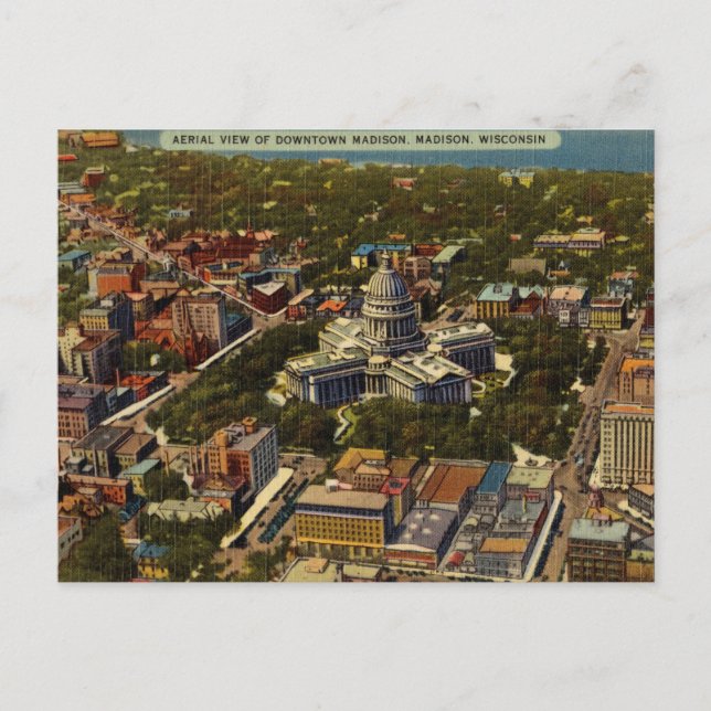 Vintage, Downtown Madison, Wisconsin Postcard (Front)