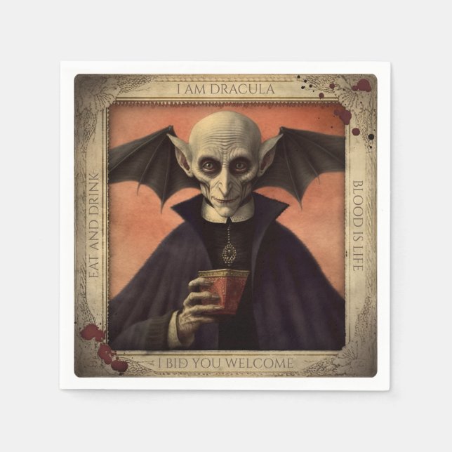 Vintage Dracula Halloween Napkins Spooky Dinner (Front)