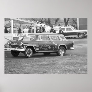 Vintage Drag Racing - 1955 Chevy BelAir Nomadness Poster
