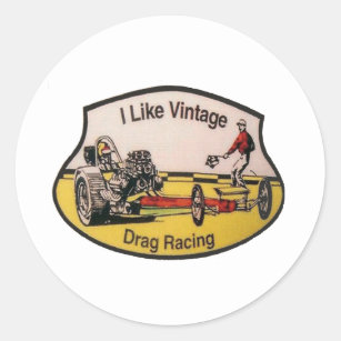 Vintage Drag Racing Classic Round Sticker