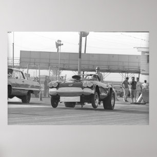 Vintage Drag Racing - Corvette at Lions Strip Poster