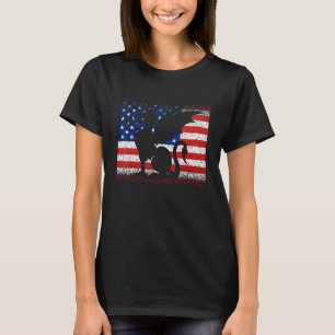 Vintage Dragon American Flag July 4th Women Men Us T-Shirt