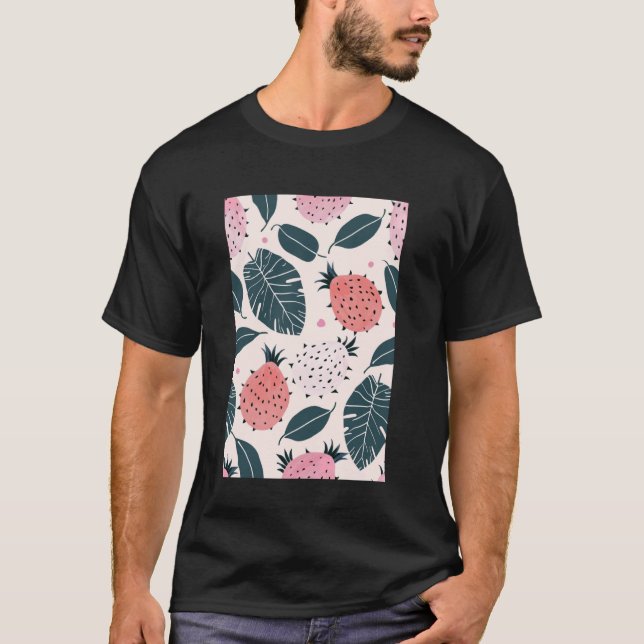 Vintage Dragon Fruit Pattern Art T-Shirt (Front)