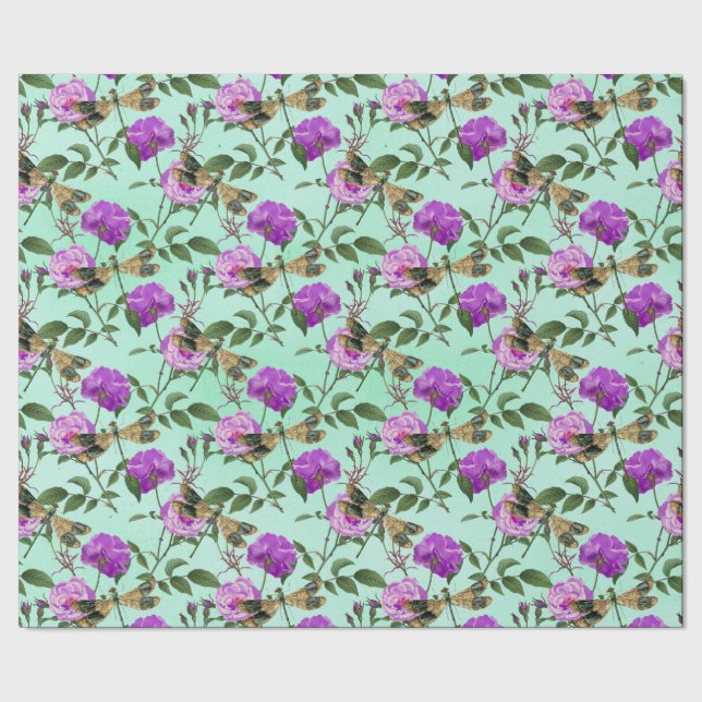 Vintage Dragonflies Series Design 15 Wrapping Paper (Seam)