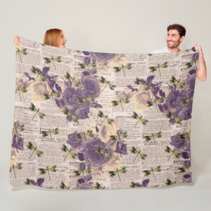 Vintage Dragonflies Series Design 6 Fleece Blanket
