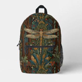 Vintage dragonfly boho chic botanical printed backpack