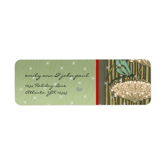 Vintage Dragonfly Christmas Return Address Labels