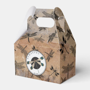 Vintage Dragonfly Distressed Entomology Monogram Favour Box