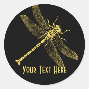 Vintage Dragonfly Illustration II Personalised Classic Round Sticker